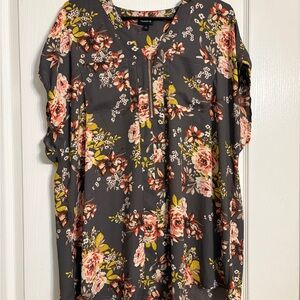Torrid Pink and Yellow Short Sleeve Blouse